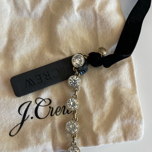 NWT J. Crew Velvet Grosgrain Crystal Necklace - Picture 2 of 3